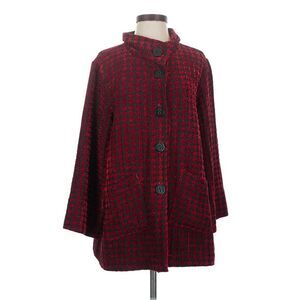 Habitat Red Chenille Houndstooth Swing Coat (Jacket) Sz. S